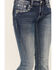 Image #4 - Grace In LA Women's Medium Wash Faux Flap Pocket Mid Rise Bootcut Stretch Denim Jeans , Medium Wash, hi-res