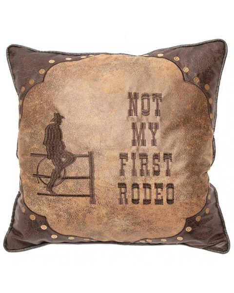 Carstens Home Rustic Not My First Rodeo Decorative Throw Pillow , Brown, hi-res