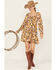 Image #1 - Wild Moss Women's Floral Print Long Sleeve Mini Dress, Mustard, hi-res