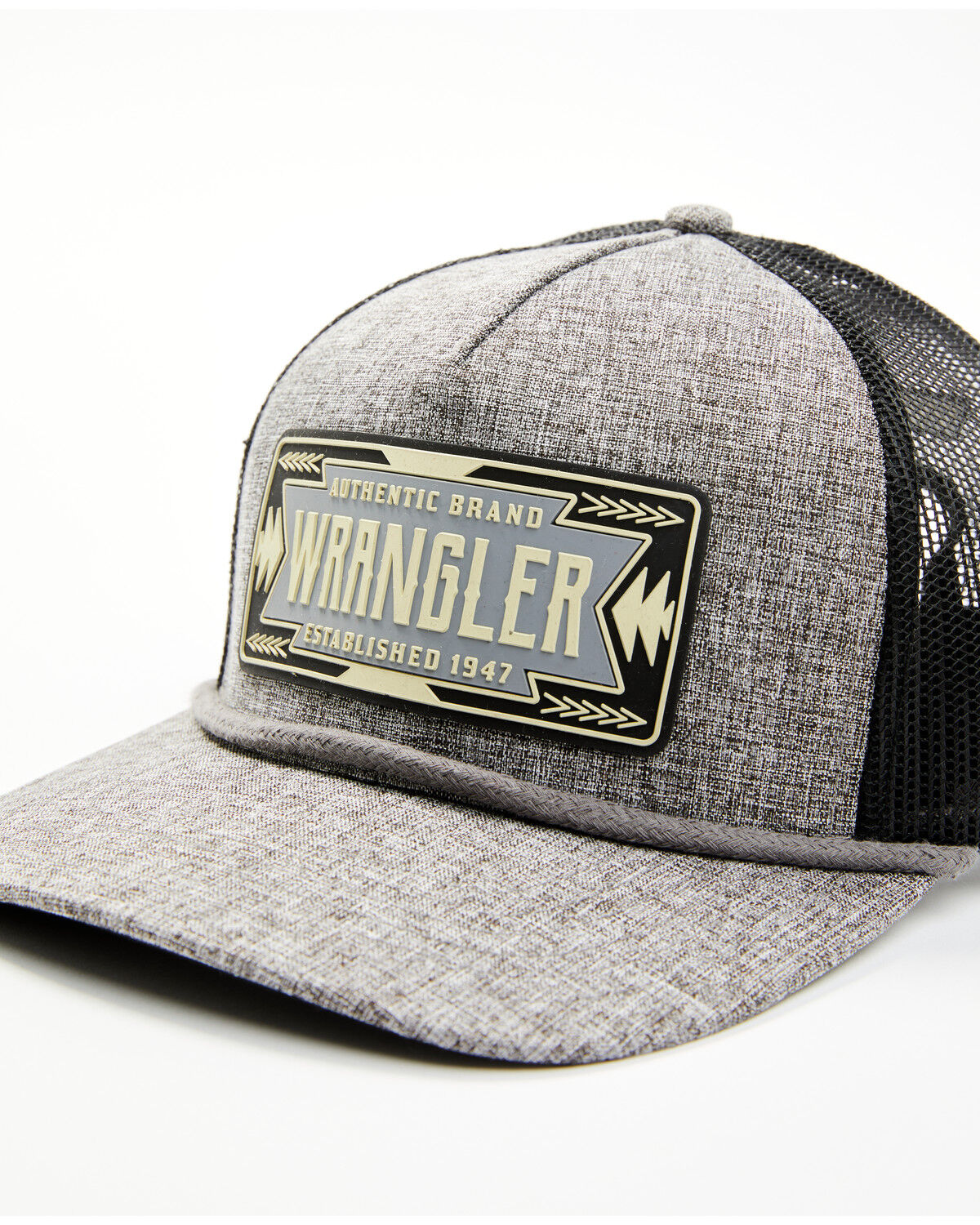 Image #2 - Boot Barn X Wrangler Men's Logo Trucker Cap, Grey, hi-res