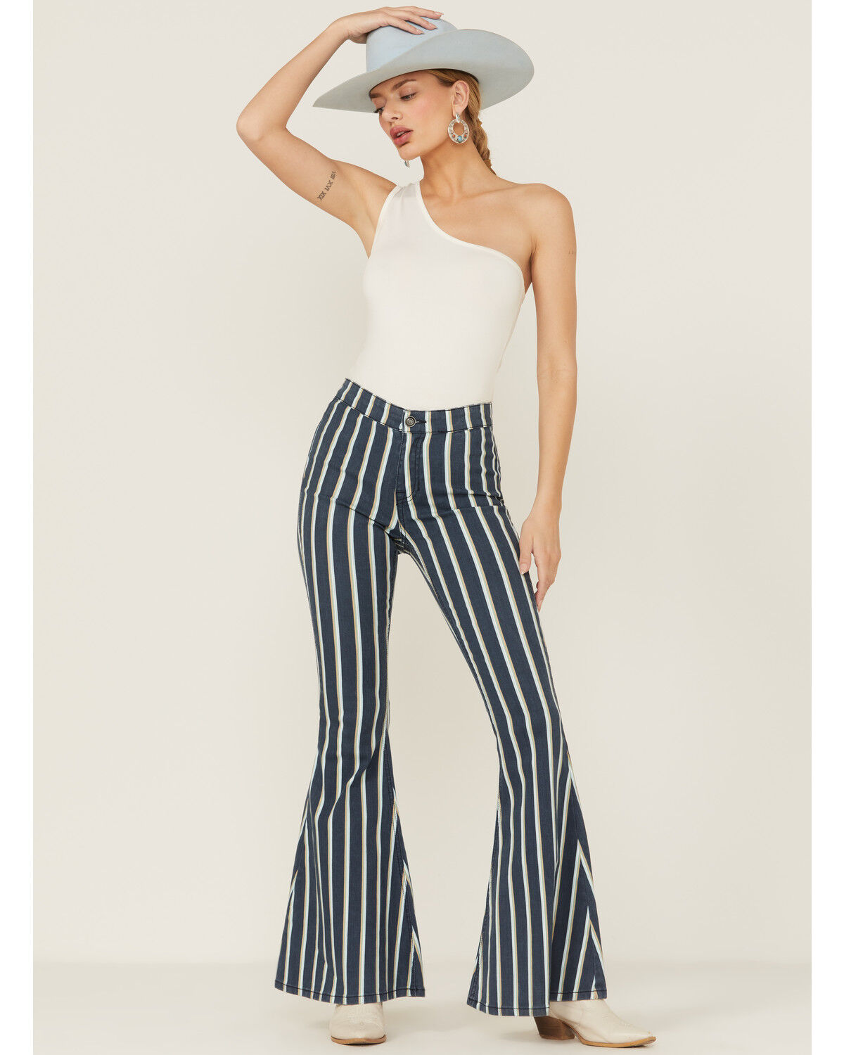 Image #1 - Rock & Roll Denim Women's Bargain Bell Stripe Flare Jeans, , hi-res