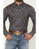 Image #3 - Rock & Roll Denim Men's Conversation Print Long Sleeve Snap Stretch Western Shirt, Charcoal, hi-res