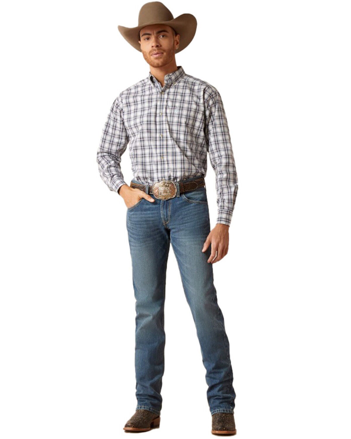 Ariat Men's M7 Ezra Medium Wash Slim Straight Denim Jeans, Medium Wash, hi-res