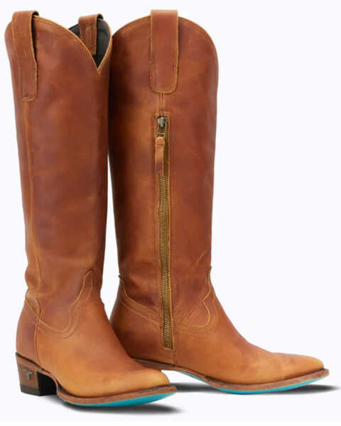 Image #1 - Lane Women's Plain Jane Tall Western Boots - Point Toe , Orange, hi-res