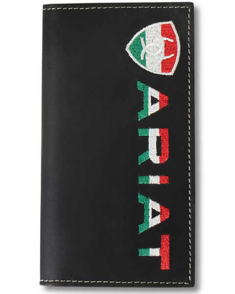 Image #1 - Ariat Men's Mexico Flag Bi-Fold Rodeo Wallet , Black, hi-res