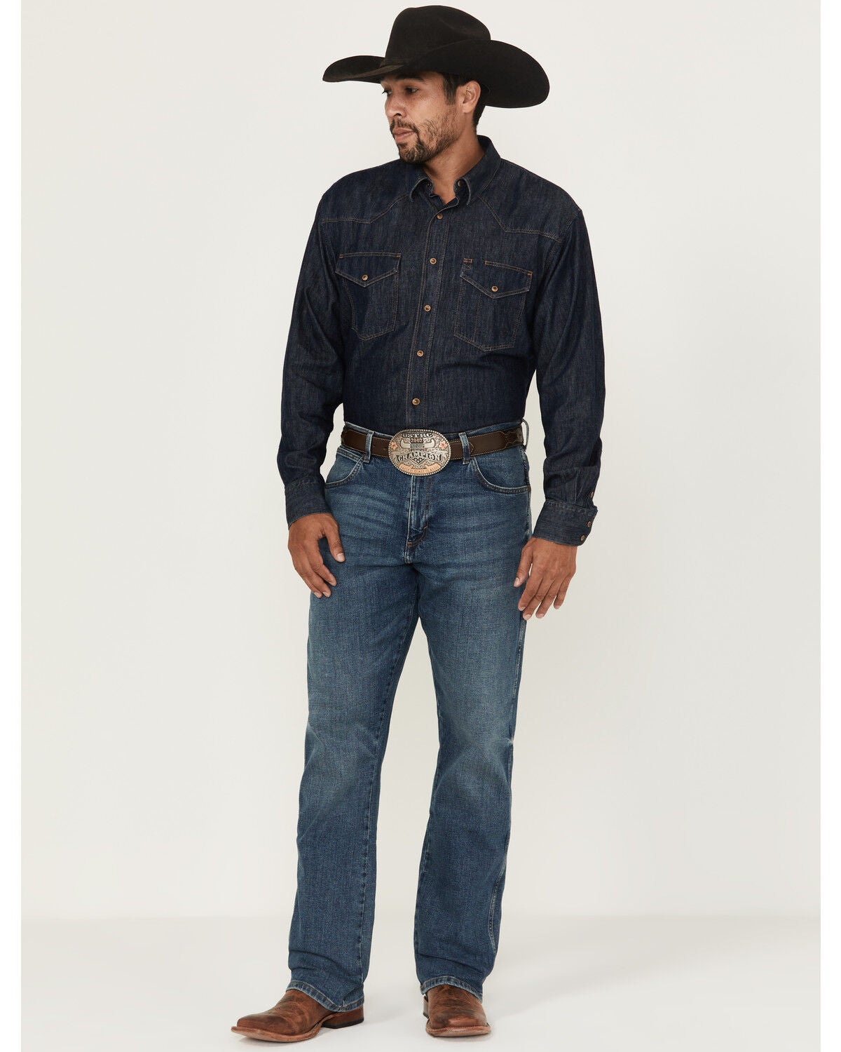 Wrangler Retro Men's Hanford Medium Wash Relaxed Fit Bootcut Stretch Denim Jeans, Medium Wash, hi-res