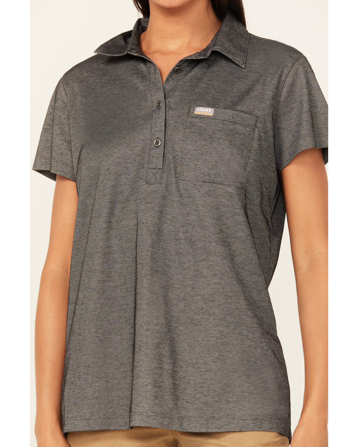 Image #3 - Ariat Women's Rebar Foreman Short Sleeve Polo Shirt, Charcoal, hi-res