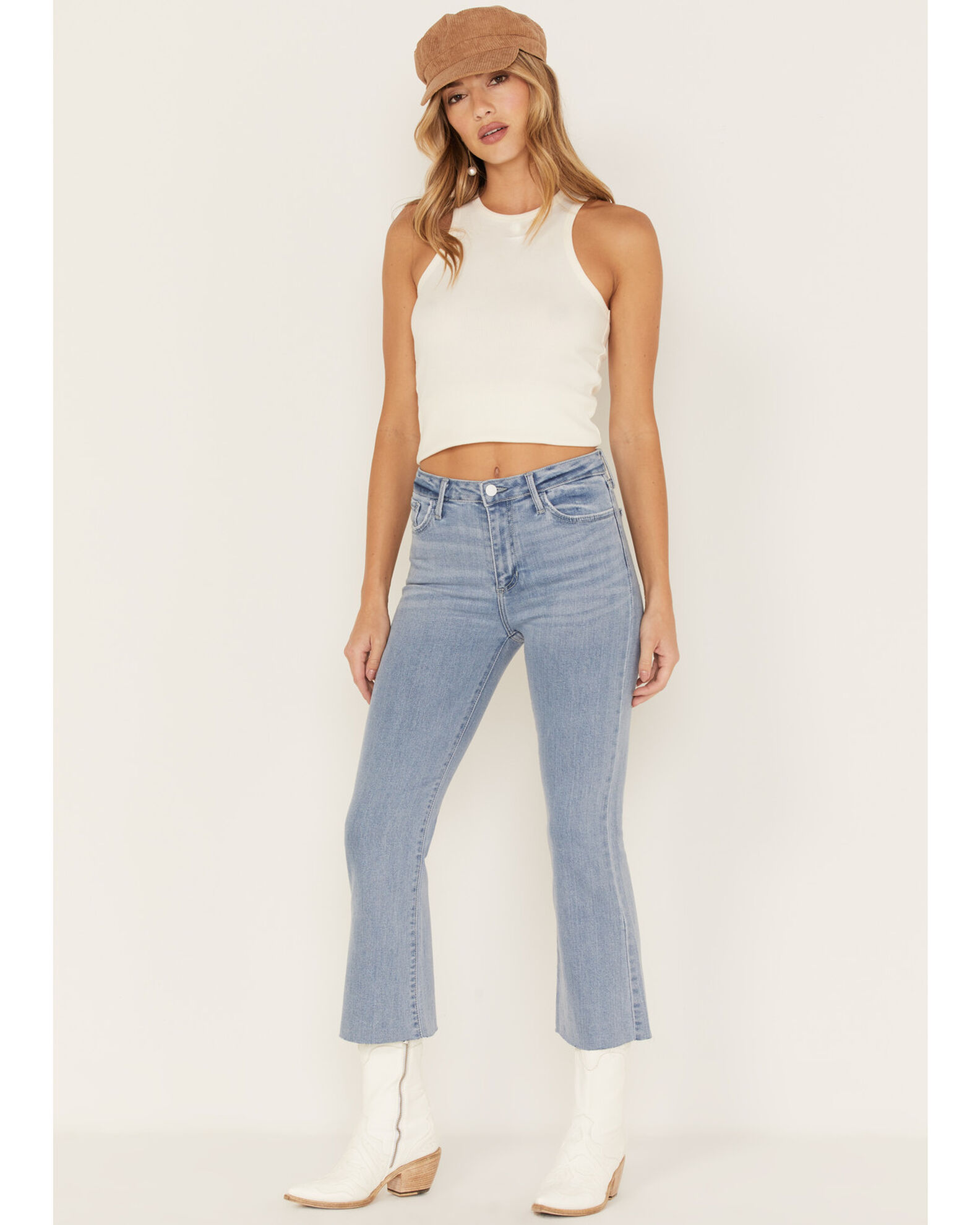 Just Black Denim Women s Light Wash Cropped Kick Flare Jeans Sheplers