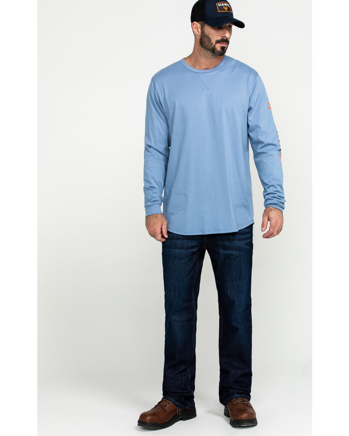 Image #6 - Hawx Men's FR Logo Long Sleeve Work T-Shirt - Big & Tall, Blue, hi-res