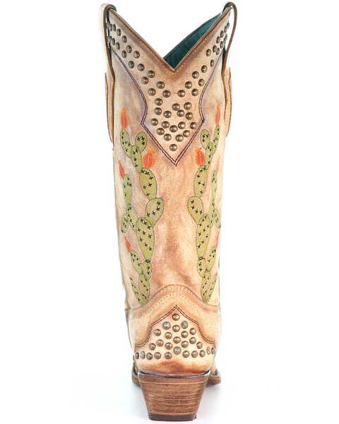 Image #4 - Corral Women's Saddle Cactus Embroidery Western Boots - Snip Toe, Tan, hi-res