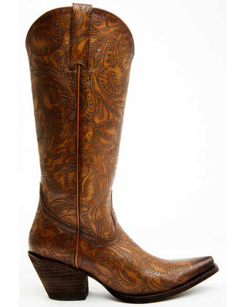 Shyanne Women's Eden Tooled Tall Western Boots - Snip Toe , Brown, hi-res