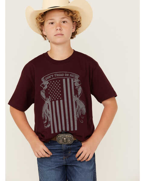 Cody James Boys' Tread Flag Print Short Sleeve Graphic T-Shirt , Red, hi-res