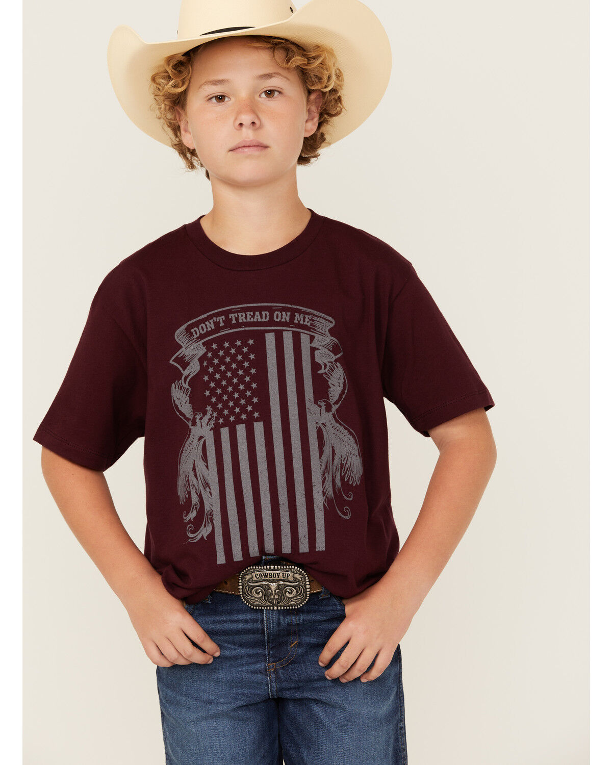 Image #1 - Cody James Boys' Tread Flag Print Short Sleeve Graphic T-Shirt, Red, hi-res