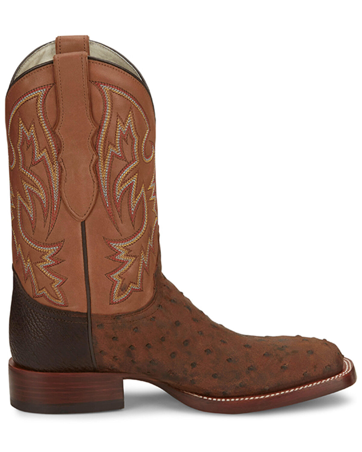 Image #2 - Justin Men's King Exotic Ostrich Western Boots - Broad Square Toe, Cognac, hi-res