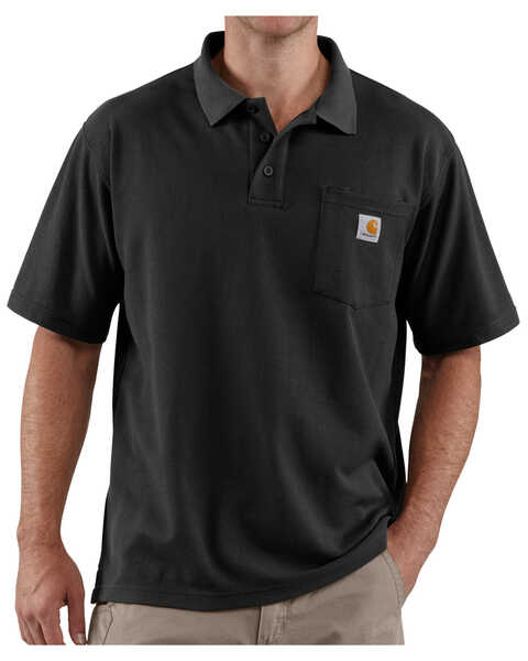 Image #2 - Carhartt Men's Contractor's Pocket Short Sleeve Polo Work Shirt - Big & Tall, Black, hi-res