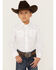 Image #1 - Wrangler Boys' Solid Long Sleeve Pearl Snap Western Shirt, White, hi-res