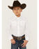 Image #1 - Wrangler Boys' Solid Long Sleeve Pearl Snap Western Shirt , White, hi-res
