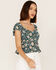 Image #1 - Shyanne Women's Floral Print Flounce Top, Deep Teal, hi-res