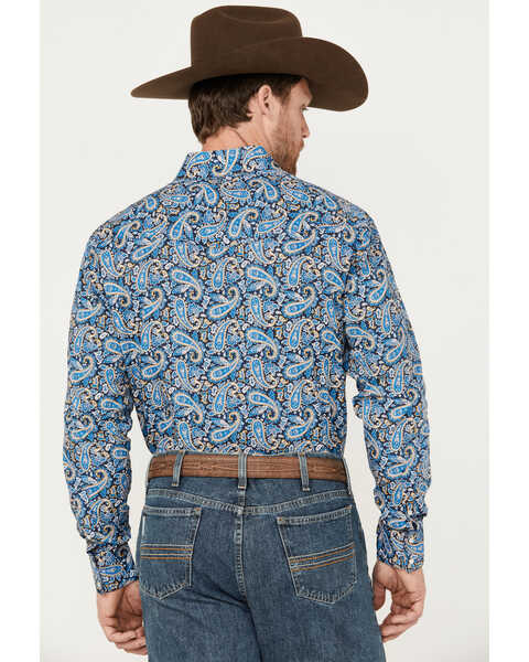 Image #4 - Roper Men's Amarillo Clear Skies Long Sleeve Pearl Snap Western Shirt, Blue, hi-res