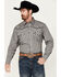 Image #1 - Cowboy Hardware Men's Barbed Wire Print Long Sleeve Snap Western Shirt, Grey, hi-res