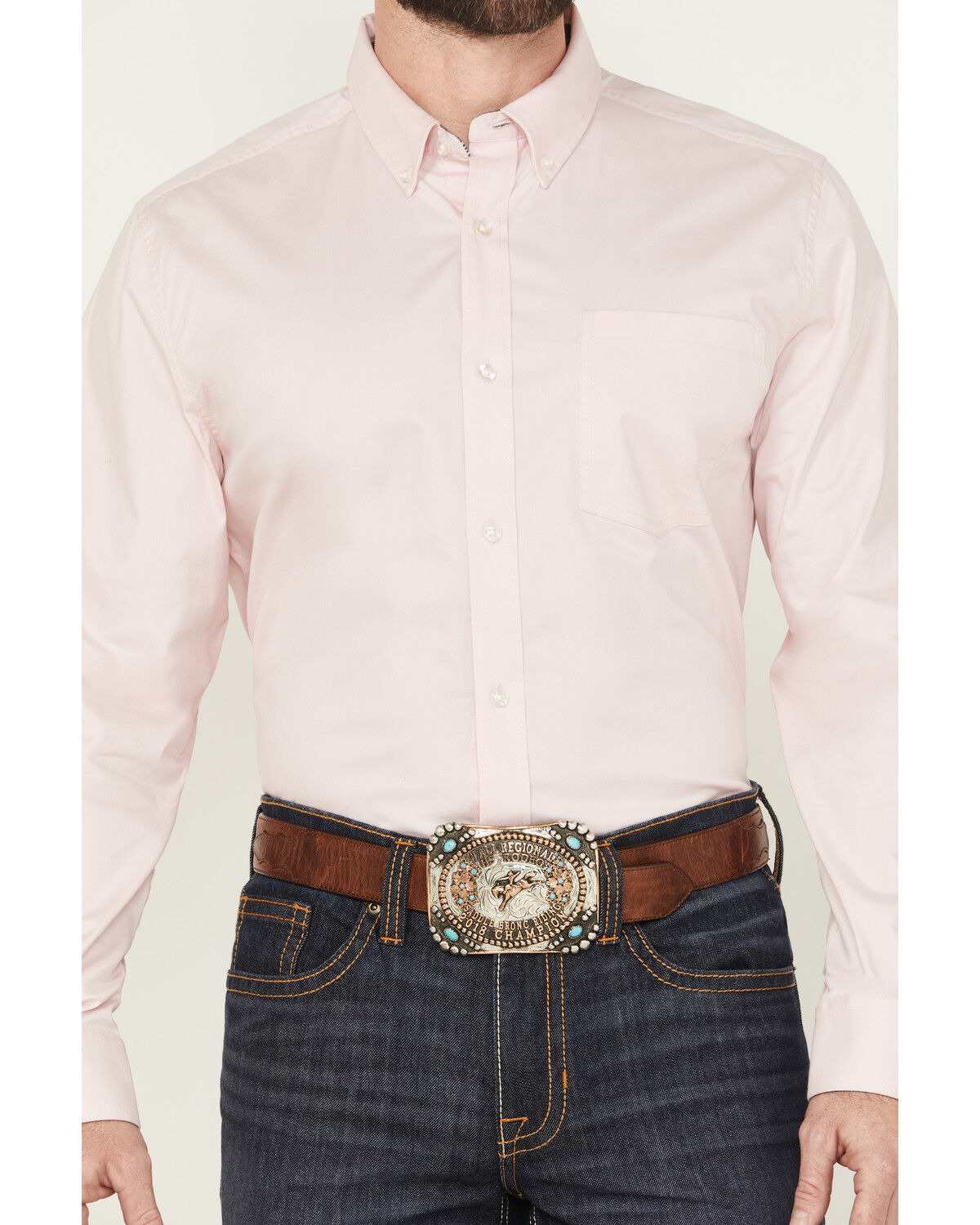Image #3 - Cody James Men's Performance Twill Solid Long Sleeve Button-Down Stretch Western Shirt, Pink, hi-res