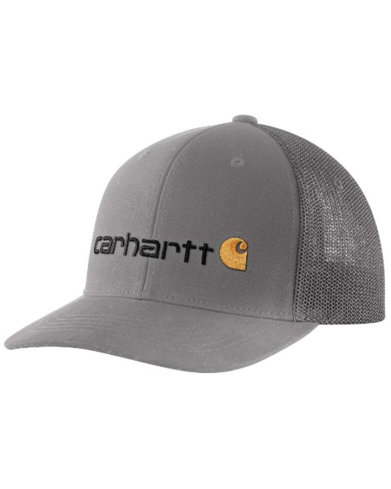 Carhartt Men's Slate Fitted Canvas Rugged Flex Graphic Mesh Cap, Slate, hi-res