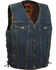 Image #1 - Milwaukee Leather Men's Side Lace Denim Vest with Chest Pockets - Big - 4X, , hi-res