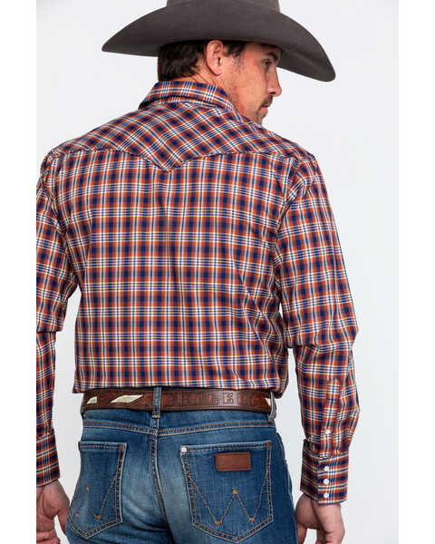 Image #2 - Roper Men's Fancy Small Plaid Embroidered Long Sleeve Western Shirt  , Brown, hi-res