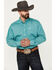Cinch Men's Circular Floral Print Long Sleeve Button-Down Western Shirt , Seafoam, hi-res