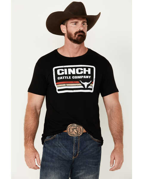Cinch Men's Cattle Company Logo Short Sleeve T-Shirt, Black, hi-res