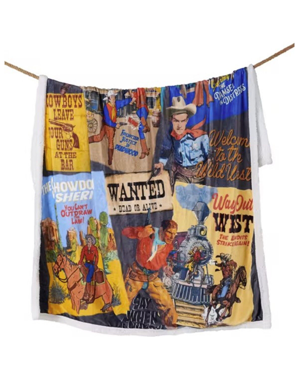 Image #2 - HiEnd Accents Bandits & Heroes Campfire Sherpa Throw Blanket, Multi, hi-res