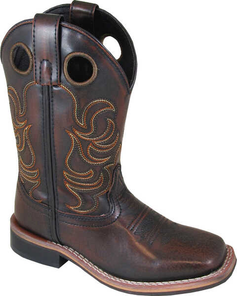 Image #1 - Smoky Mountain Boys' Chocolate Landry Pull On Boots - Square Toe , Chocolate, hi-res