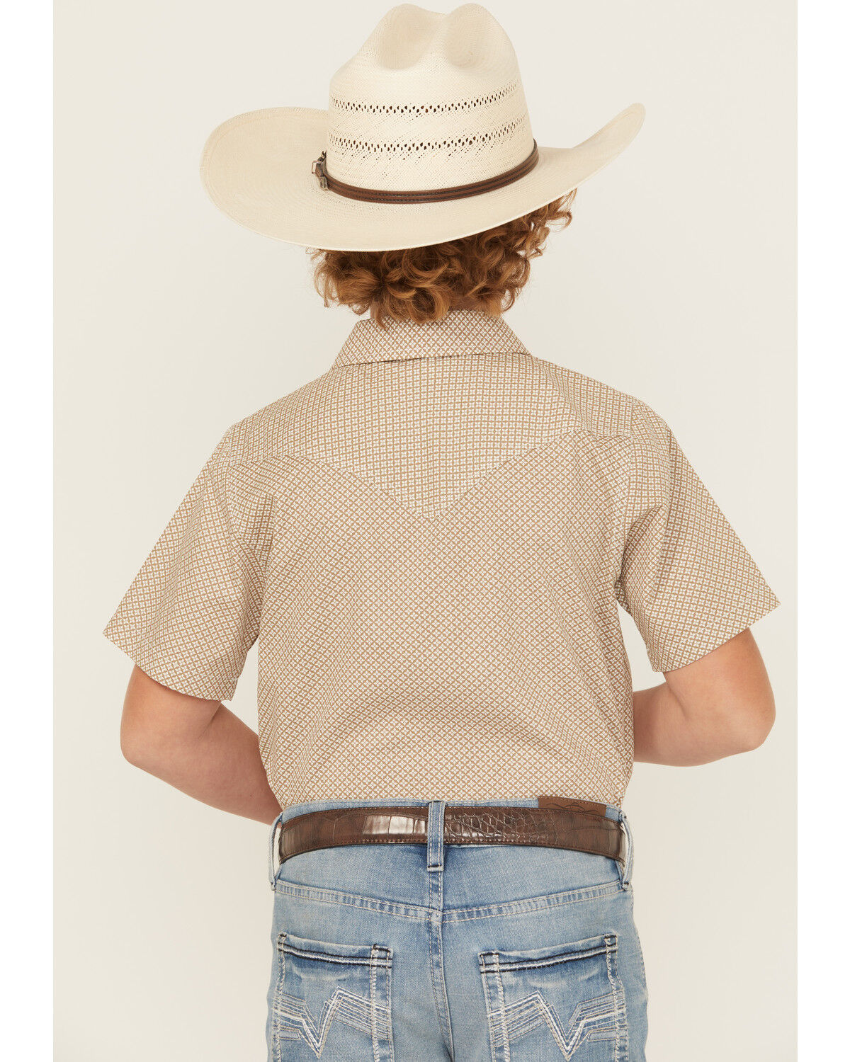 Image #4 - Cody James Boys' Grill and Greet Medallion Print Short Sleeve Snap Western Shirt, Tan, hi-res