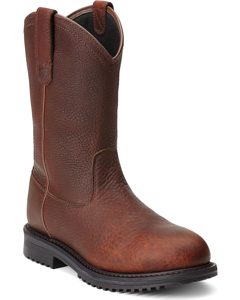 Ariat Men's RigTek Waterproof Pull-On Work Boots - Composite Toe, Brown, hi-res
