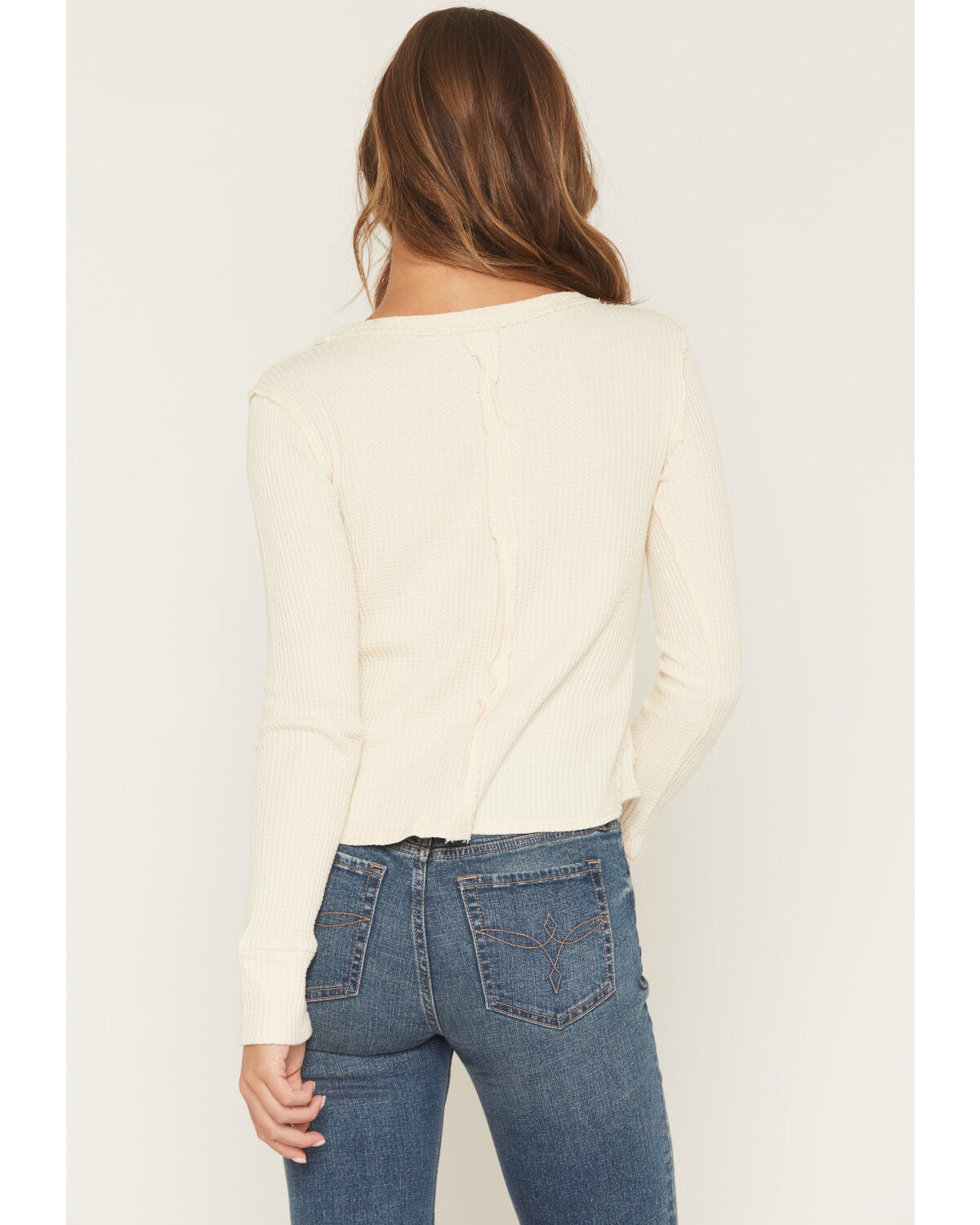 Image #4 - Wild Moss Women's Floral Embroidered Thermal Long Sleeve Top, Cream, hi-res
