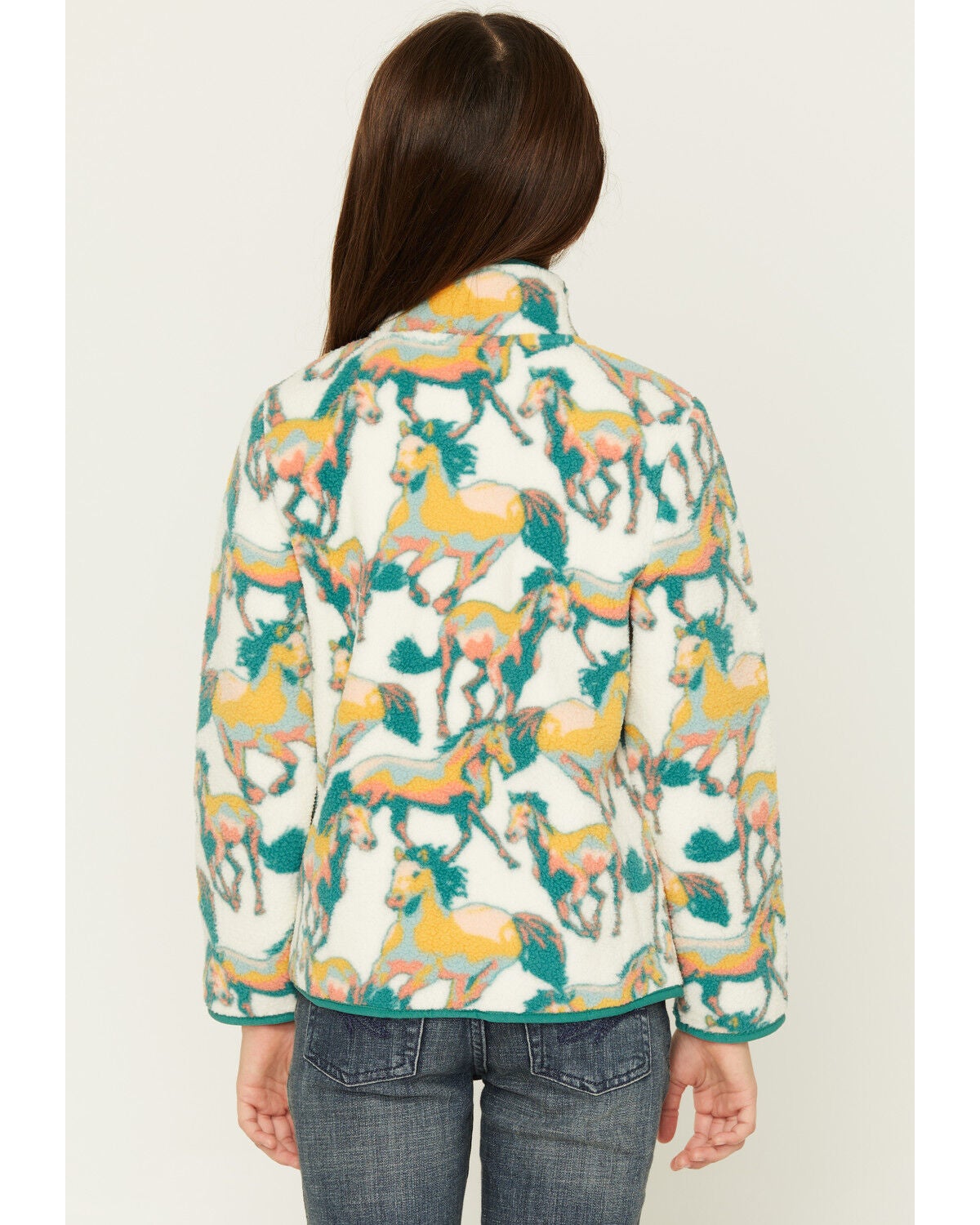 Image #4 - Wrangler Girls' Horse Print Sherpa Pullover, Multi, hi-res