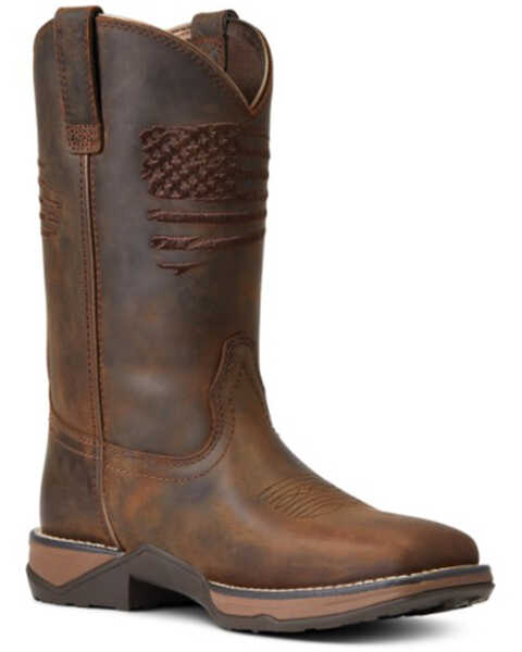 Ariat Women's Anthem Patriot Western Boots - Broad Square Toe, Brown, hi-res