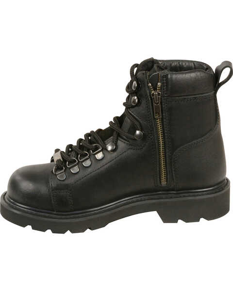 Image #2 - Milwaukee Leather Women's Black Lace To Toe Side Zipper Boots - Square Toe , Black, hi-res