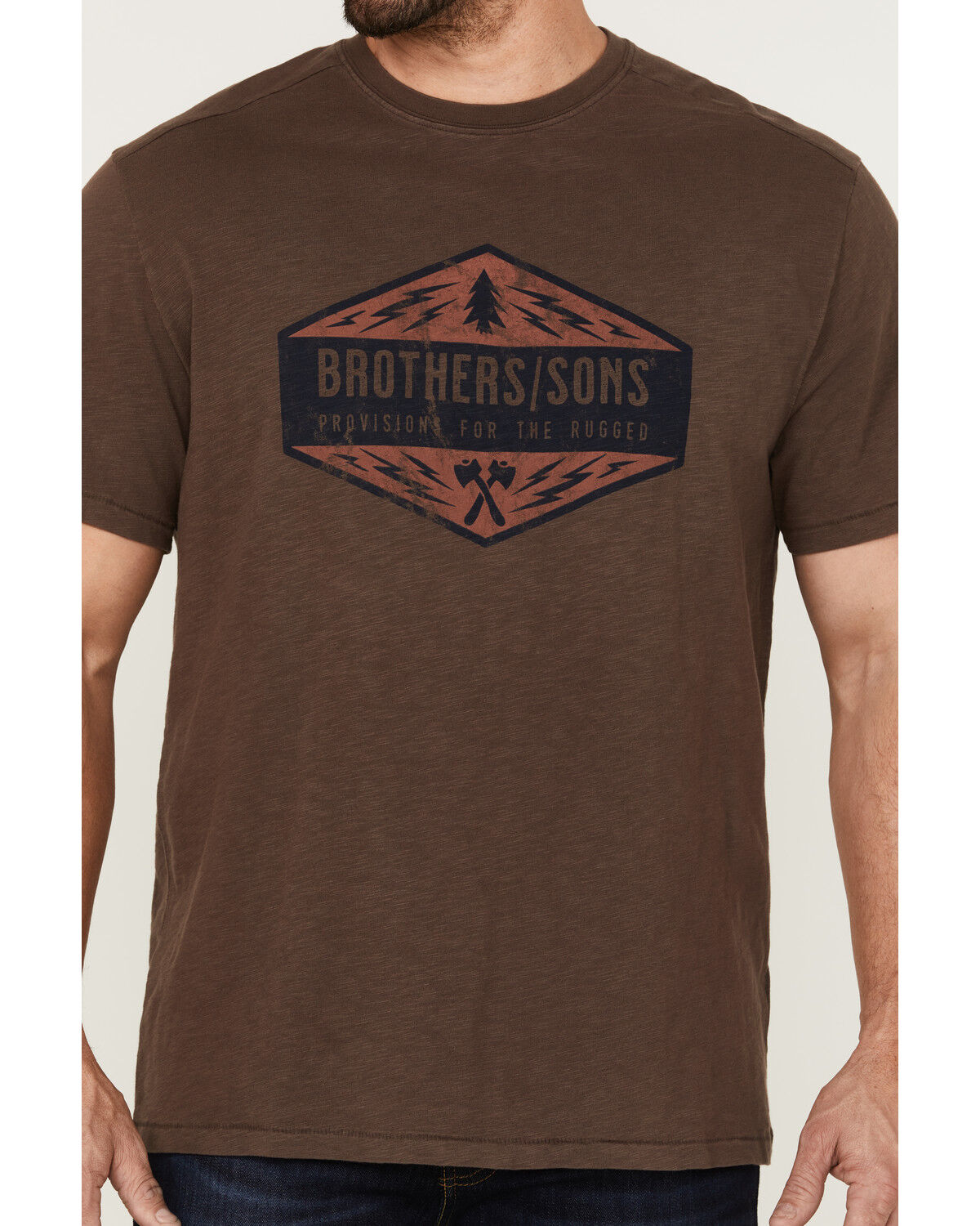 Image #3 - Brothers and Sons Men's Weathered Diamond Logo Slub Graphic T-Shirt, Brown, hi-res