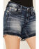 Miss Me Women's Dark Wash Mid Rise Non-Flap Denim Shorts, Medium Wash, hi-res