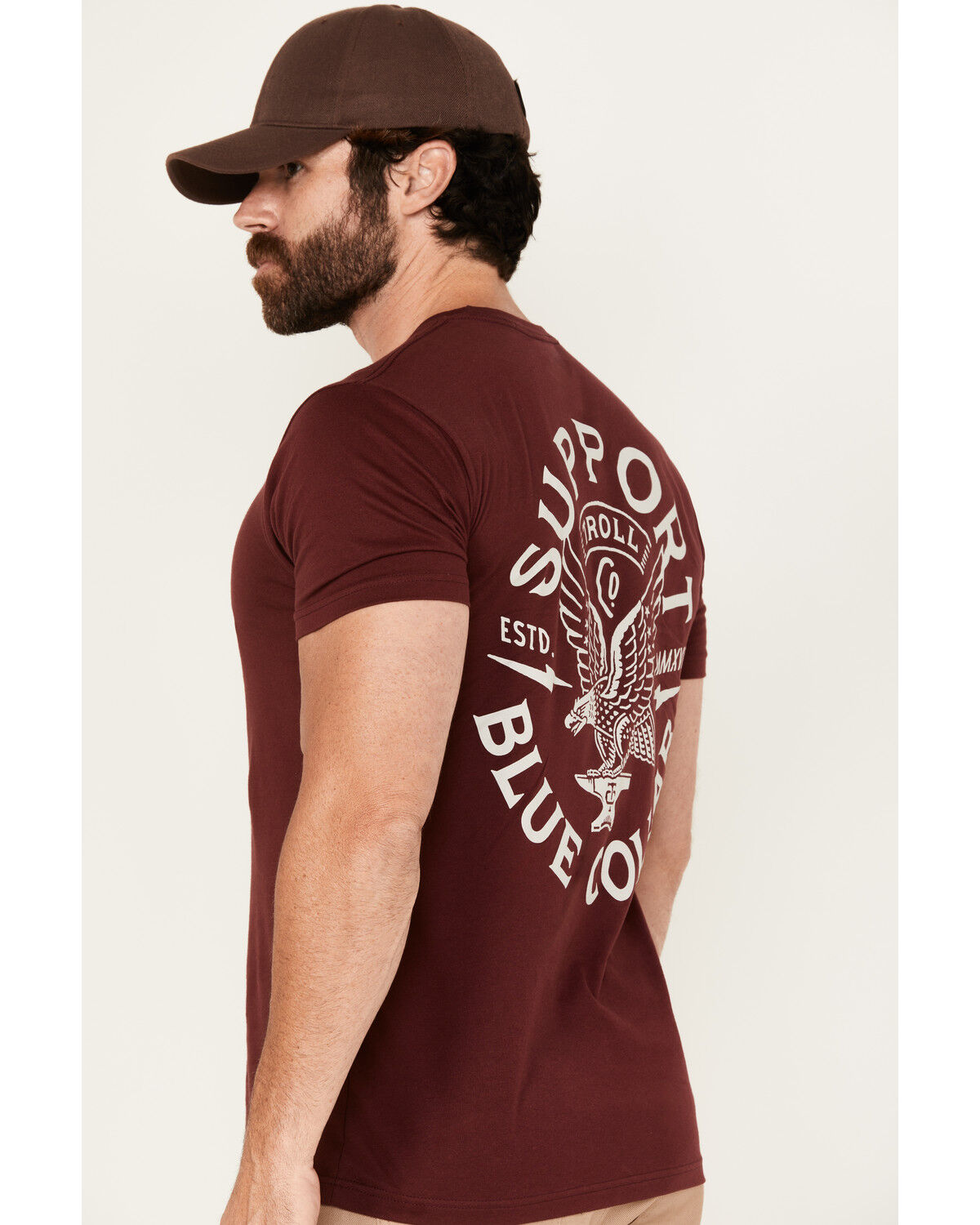 Image #1 - Troll Co Men's Winged Support Short Sleeve Graphic T-Shirt, Maroon, hi-res
