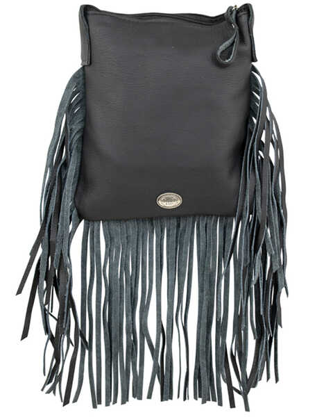 American West Women's Hair-On Fringe Handbag, Black, hi-res