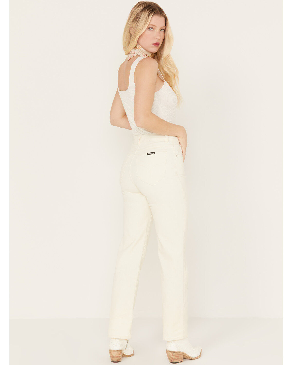 Image #3 - Rolla's Women's Low Rise Wale Chord Straight Leg Original Jeans, Cream, hi-res
