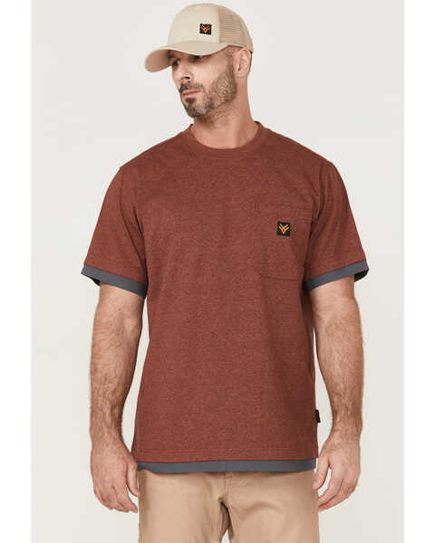 Hawx Men's Layered Work Pocket T-Shirt , Dark Red, hi-res