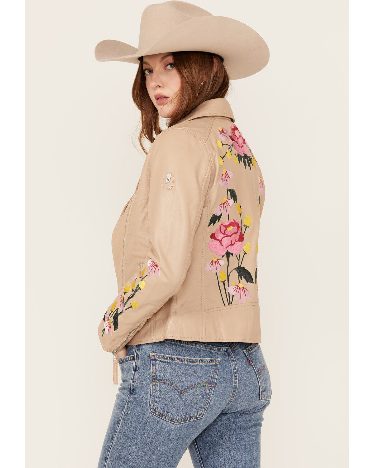 Image #4 - Mauritius Leather Women's Peonie Leather Jacket, Beige, hi-res