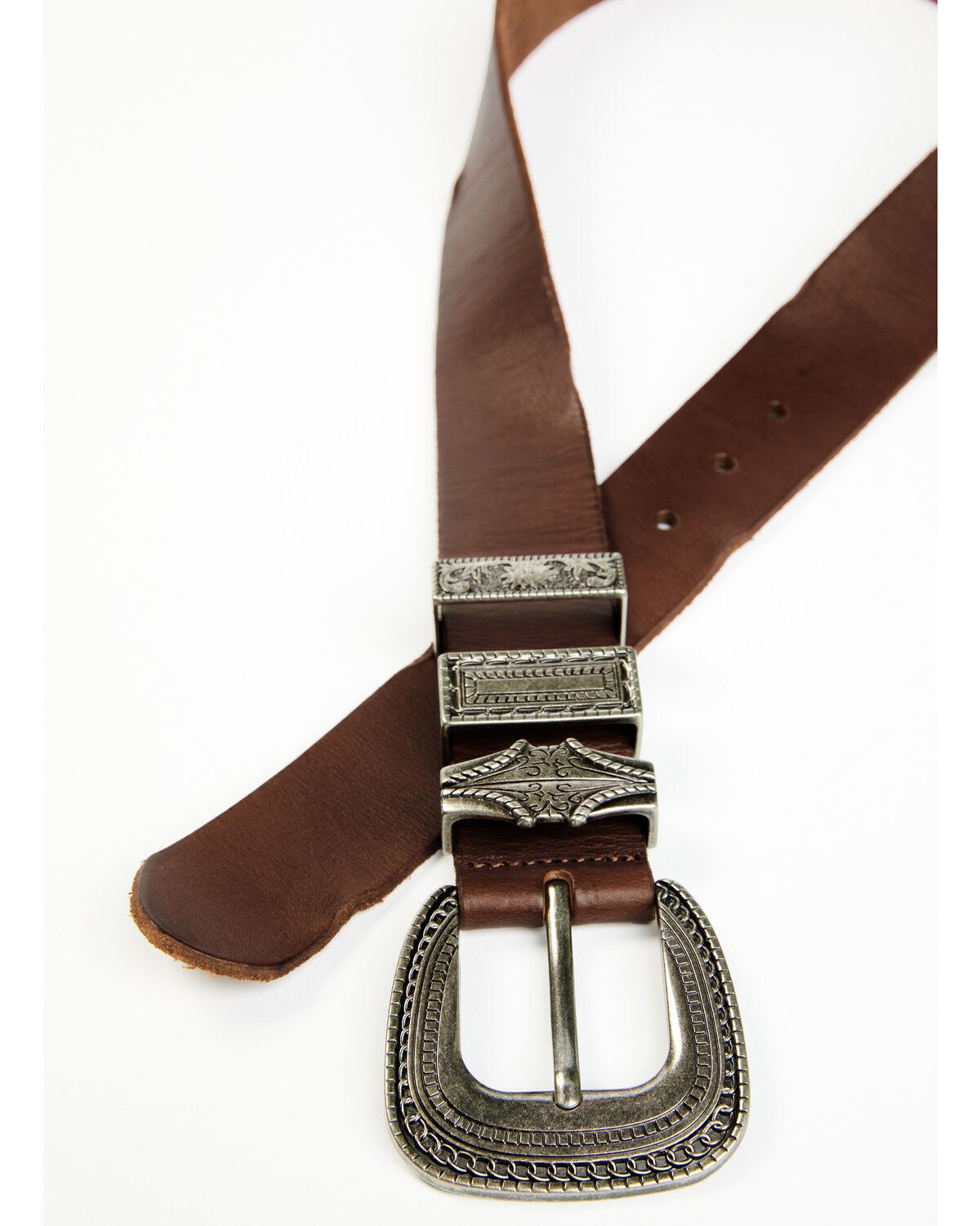 Image #2 - Shyanne Women's Triple Keeper Leather Belt, Brown, hi-res