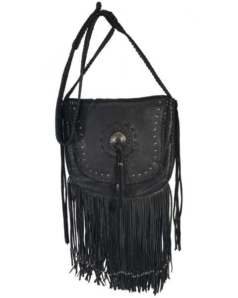 Kobler Leather Women's Black Concho Crossbody Bag, Black, hi-res
