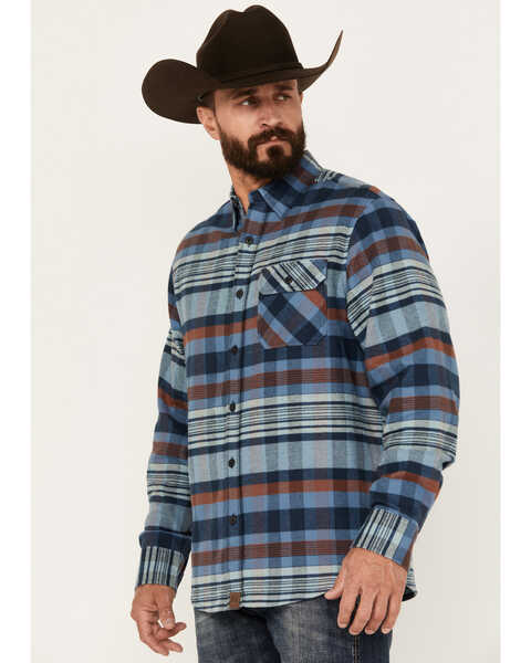 Image #2 - Dakota Grizzly Men's Brock Plaid Print Long Sleeve Button-Down Flannel Shirt, Blue, hi-res
