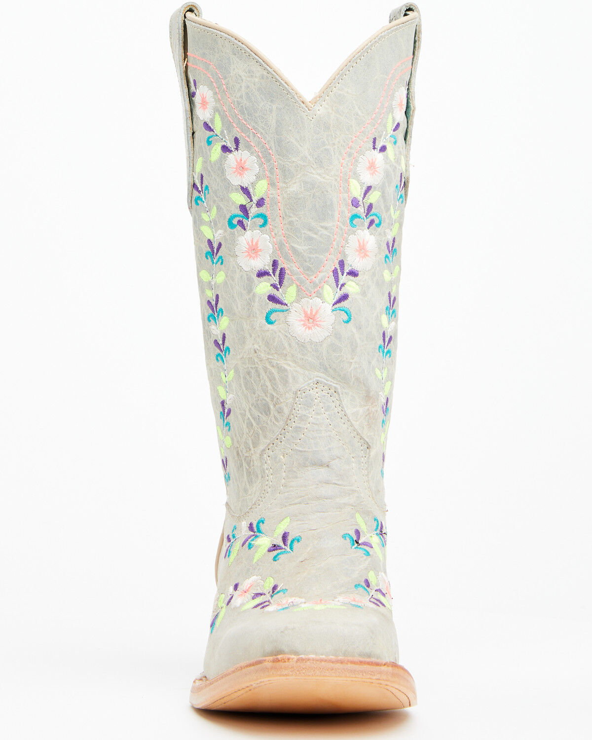 Image #4 - Corral Girls' Floral Embroidered Blacklight Western Boots - Square Toe, Light Pink, hi-res