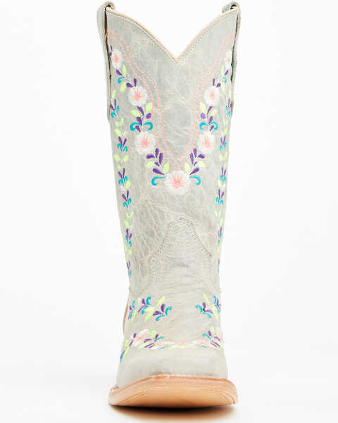 Image #4 - Corral Girls' Floral Embroidered Blacklight Western Boots - Square Toe , Light Pink, hi-res
